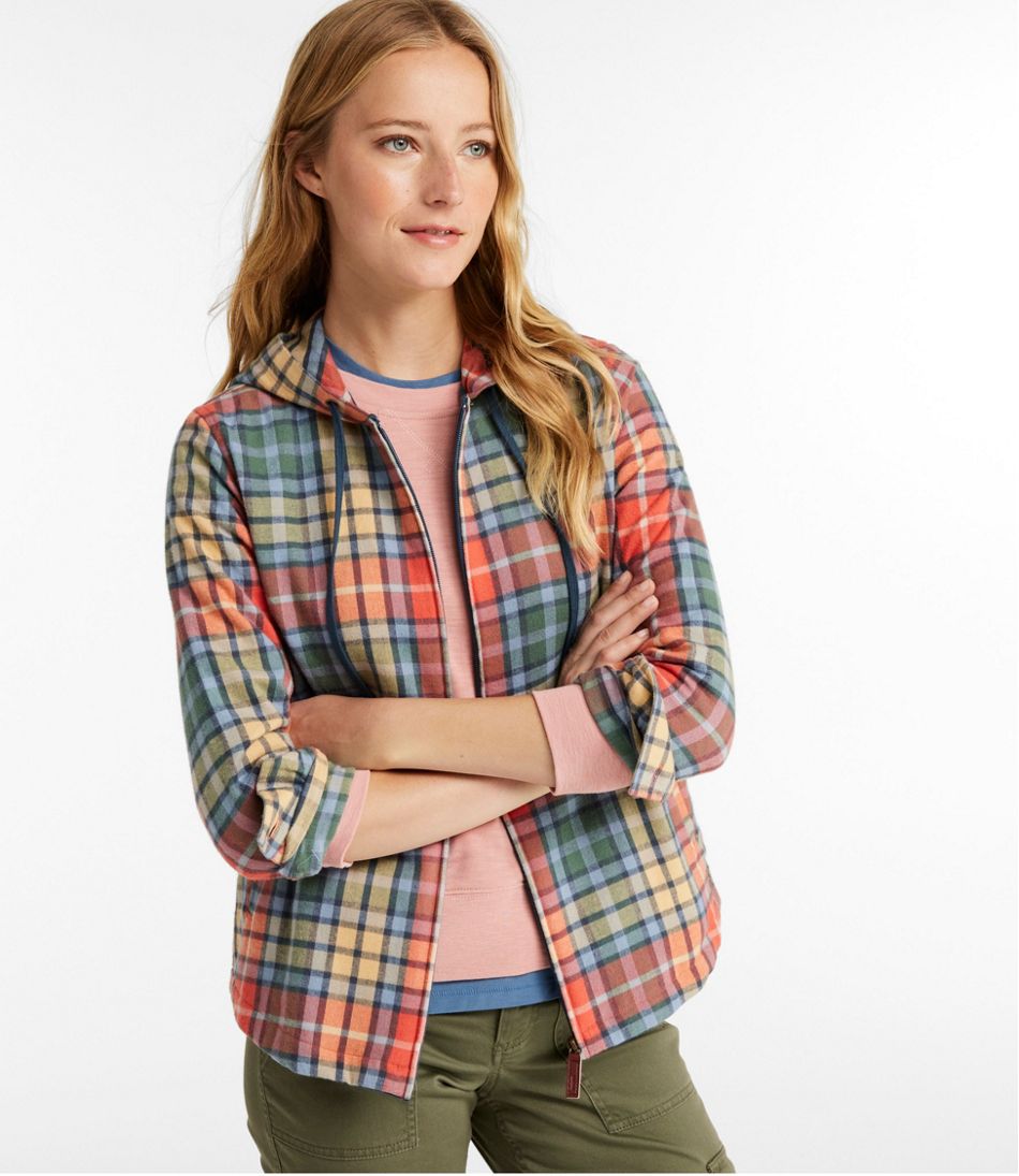 L.L.Bean | Women's Scotch Plaid Flannel Shirt, Relaxed Zip Hoodie