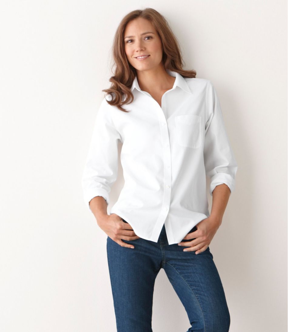 L.L.Bean | Women's Wrinkle-Free Pinpoint Oxford Shirt, Long-Sleeve Relaxed Fit