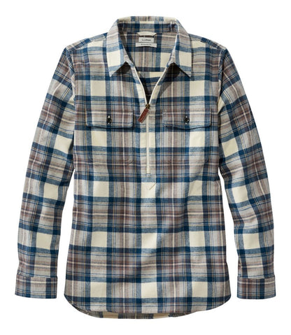 L.L.Bean | Women's Scotch Plaid Flannel Shirt, Quarter-Zip