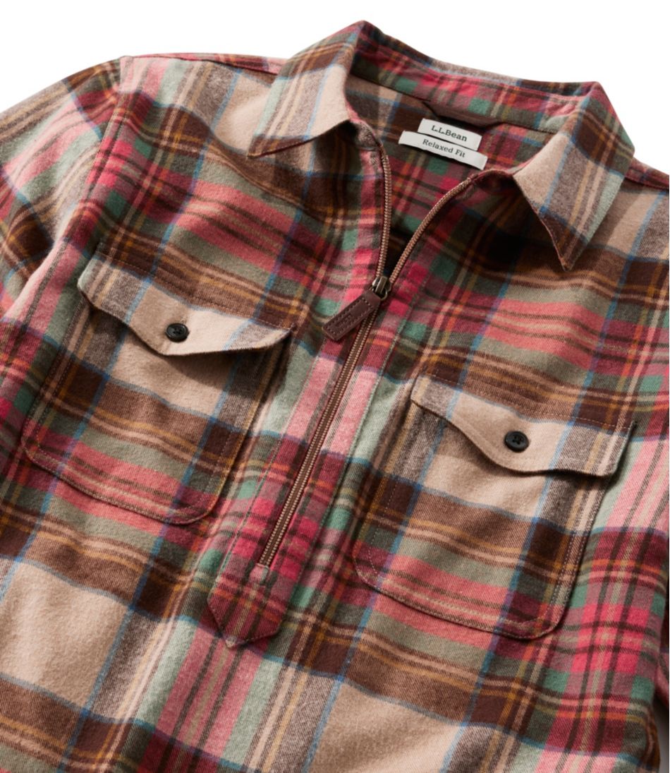 L.L.Bean | Women's Scotch Plaid Flannel Shirt, Quarter-Zip