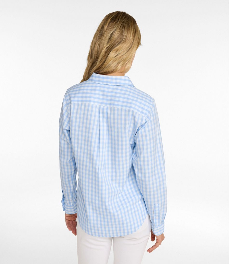 L.L.Bean | Women's Wrinkle-Free Pinpoint Oxford Shirt, Long-Sleeve Relaxed Fit Plaid