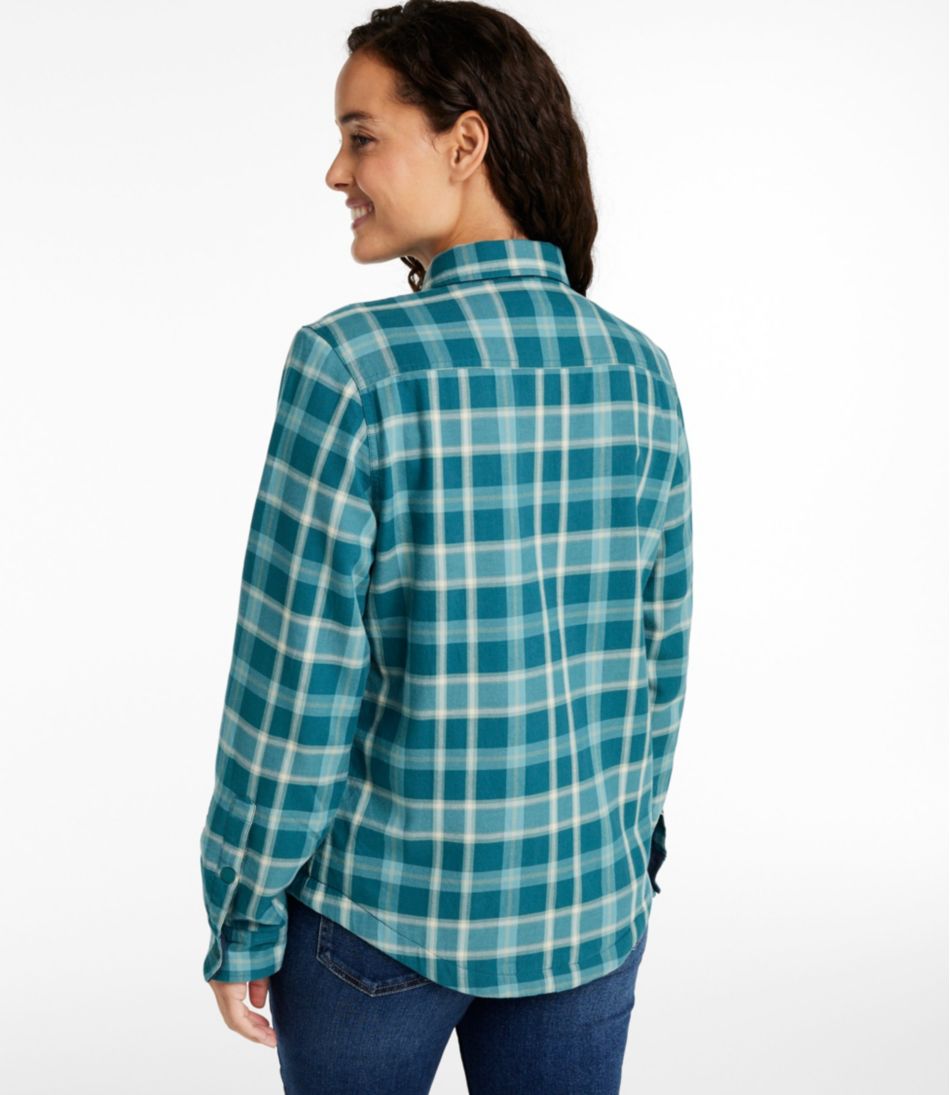 L.L.Bean | Women's Fleece-Lined Flannel Shirt, Snap-Front Plaid