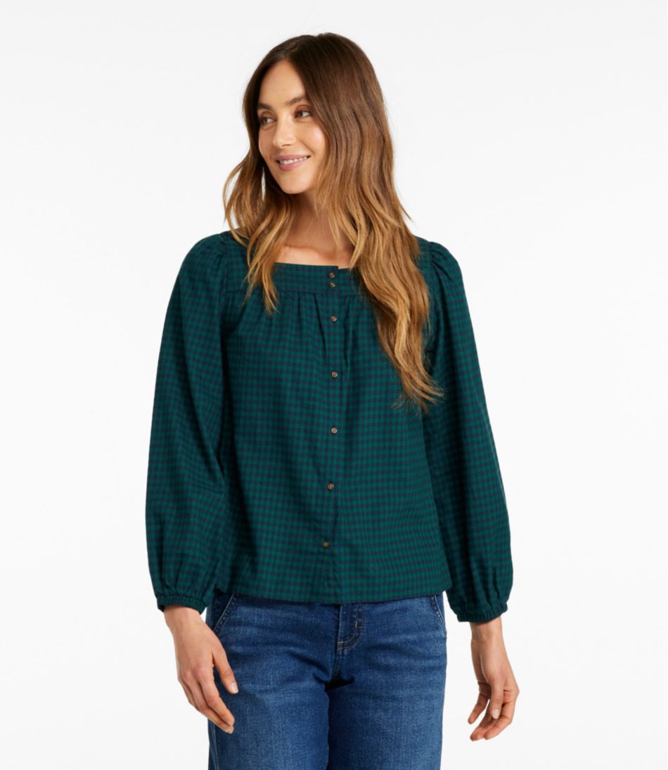 L.L.Bean | Women's Whisperweight Flannel Shirt, Squareneck