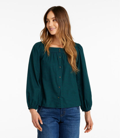 L.L.Bean | Women's Whisperweight Flannel Shirt, Squareneck
