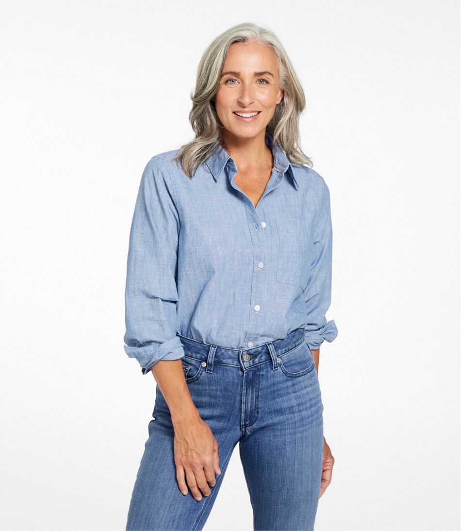 L.L.Bean | Women's Essential Cotton Shirt, Chambray Long Sleeve