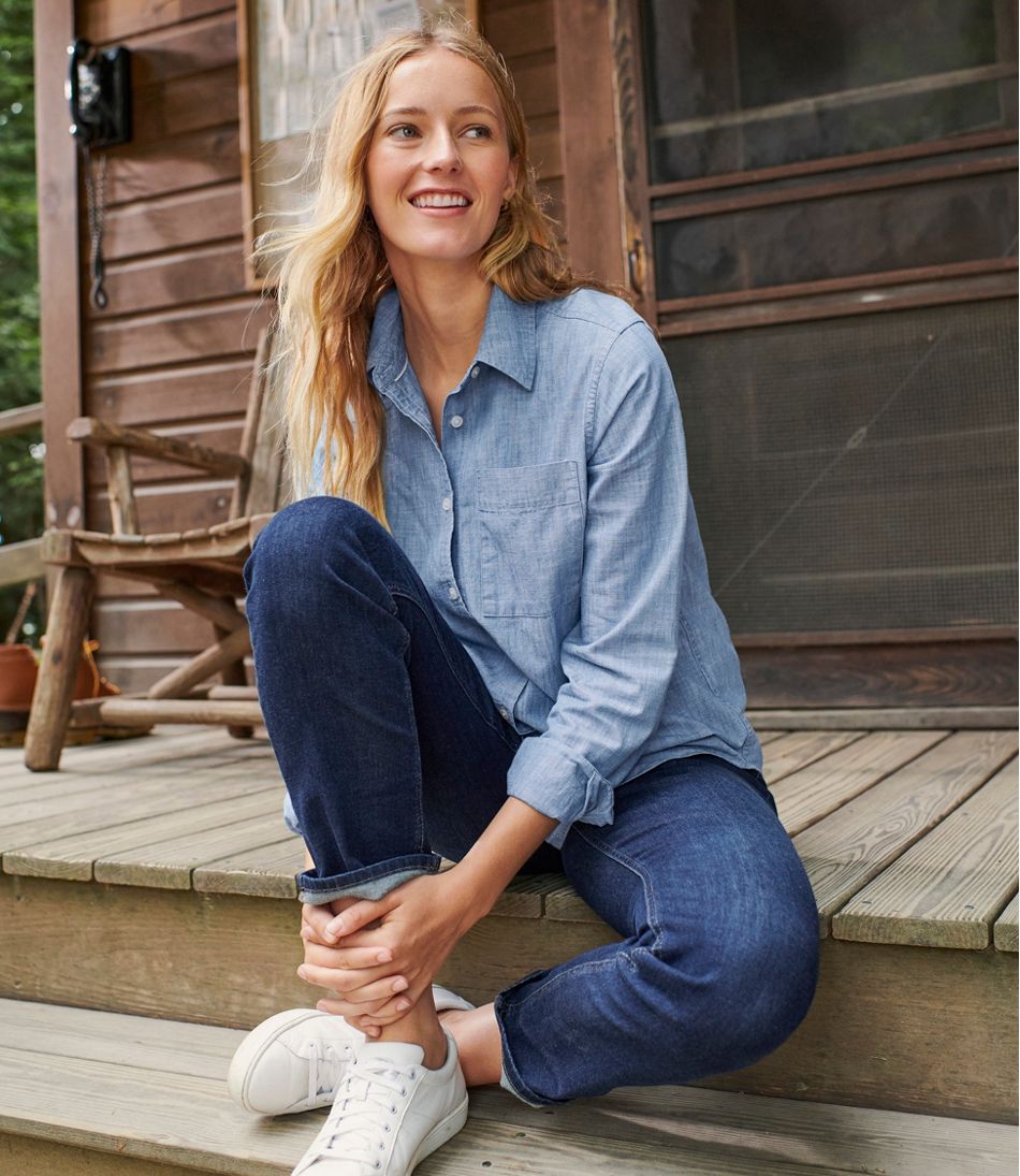 L.L.Bean | Women's Essential Cotton Shirt, Chambray Long Sleeve