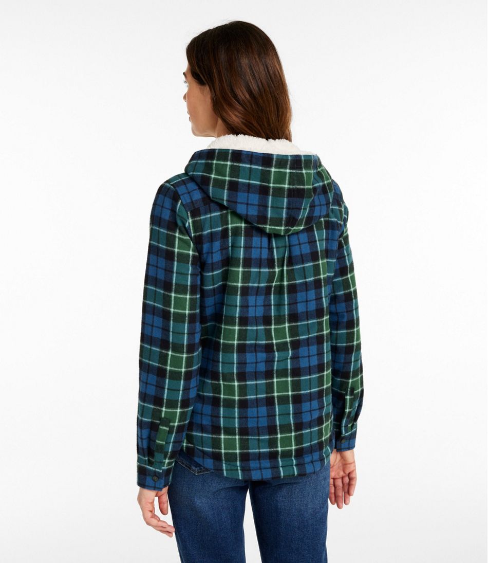 L.L.Bean | Women's Scotch Plaid Flannel Shirt, Sherpa-Lined Zip Hoodie