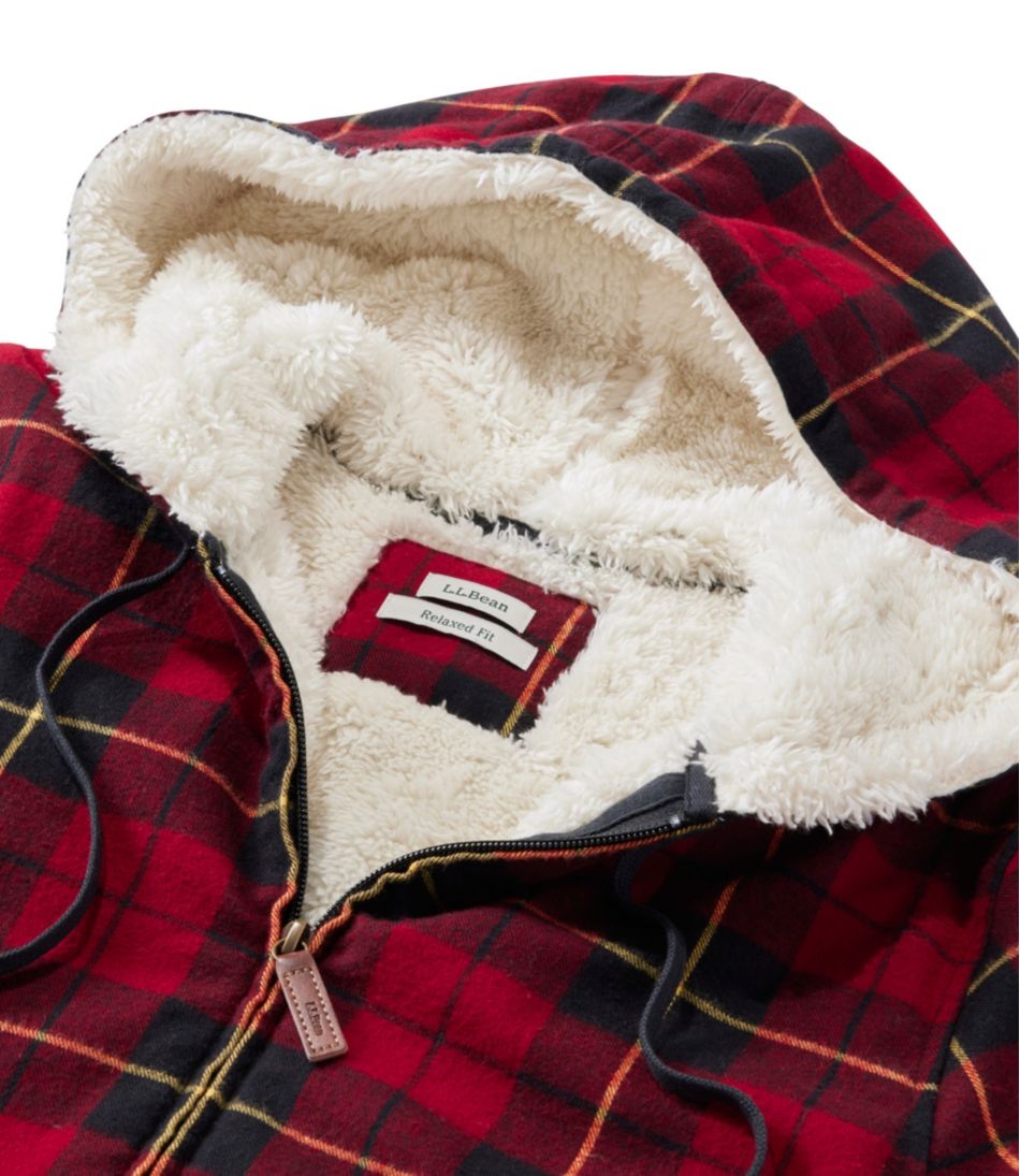 L.L.Bean | Women's Scotch Plaid Flannel Shirt, Sherpa-Lined Zip Hoodie