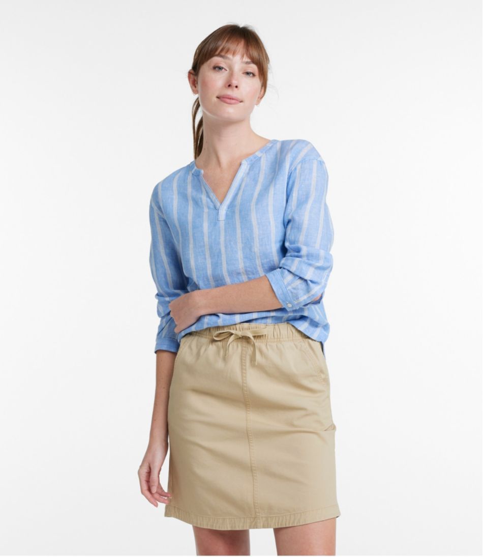 L.L.Bean | Women's Premium Washable Linen Shirt, Splitneck Stripe