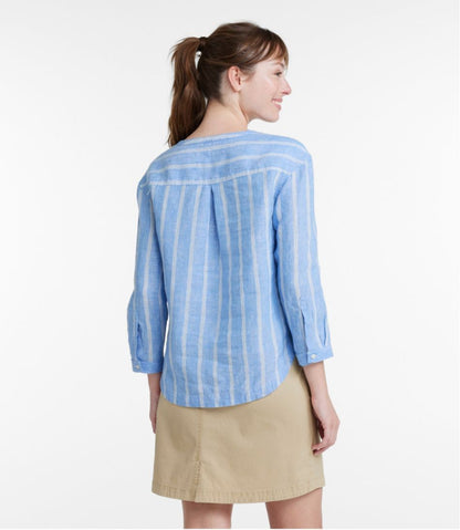 L.L.Bean | Women's Premium Washable Linen Shirt, Splitneck Stripe