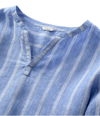 L.L.Bean | Women's Premium Washable Linen Shirt, Splitneck Stripe