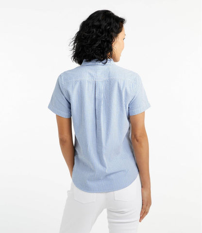 L.L.Bean | Women's Vacationland Seersucker Shirt, Short-Sleeve Popover Stripe