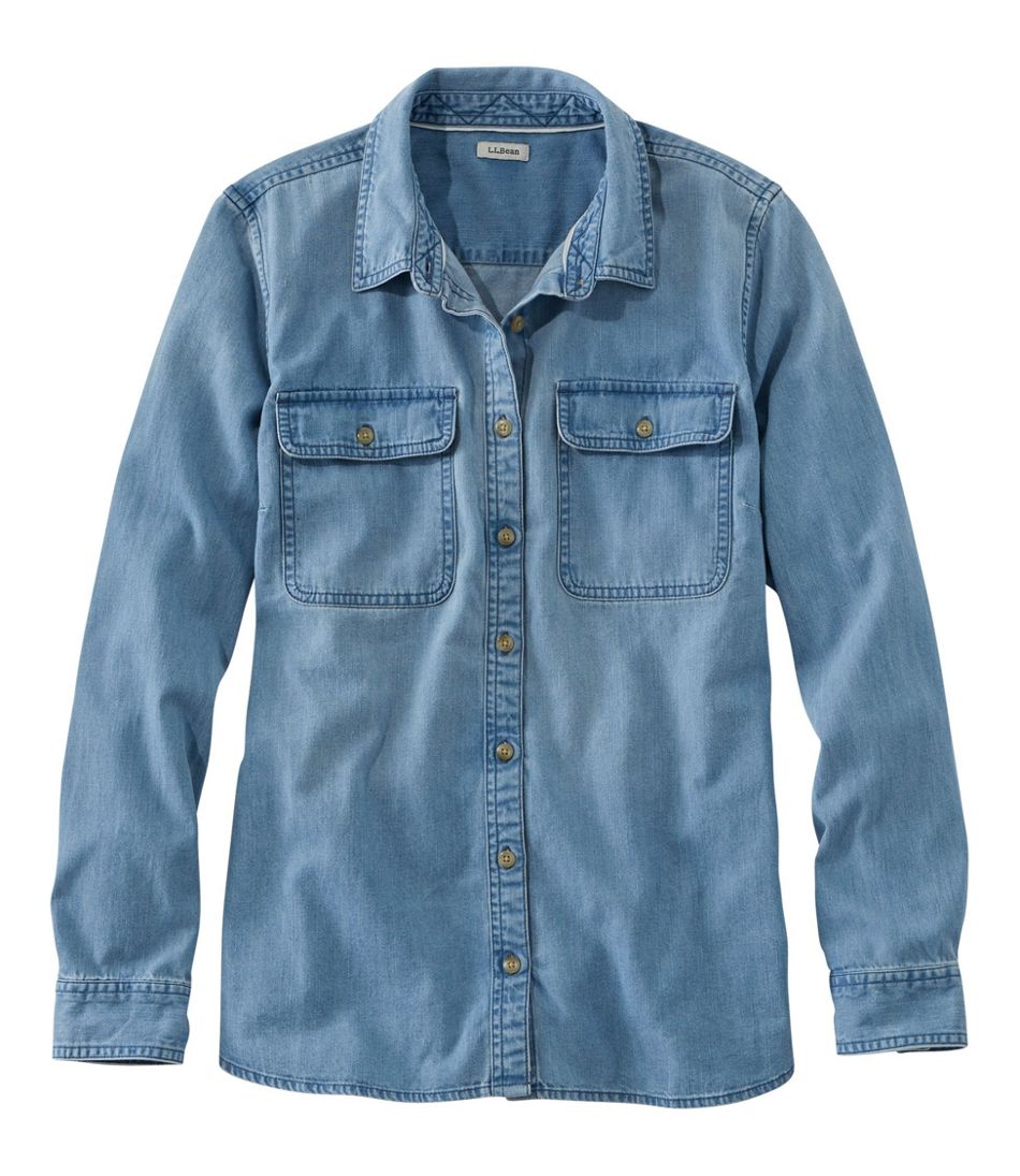 L.L.Bean | Women's L.L. Bean Heritage Washed Denim Shirt, Long-Sleeve