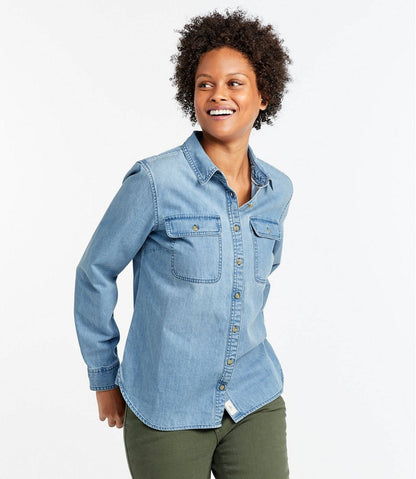 L.L.Bean | Women's L.L. Bean Heritage Washed Denim Shirt, Long-Sleeve