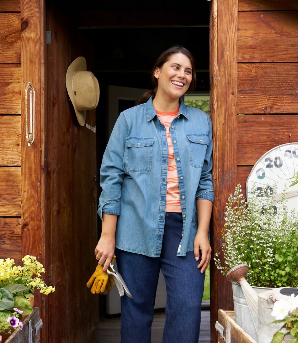 L.L.Bean | Women's L.L. Bean Heritage Washed Denim Shirt, Long-Sleeve