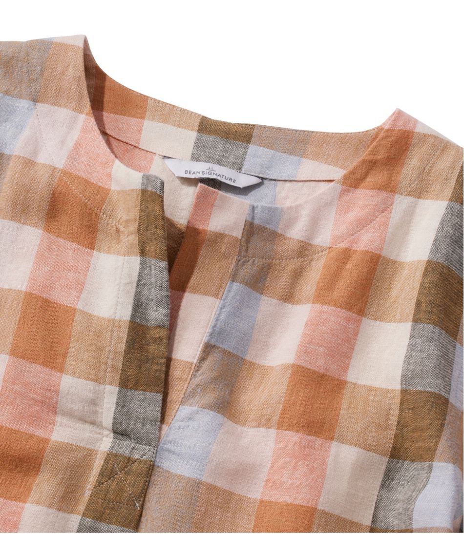 L.L.Bean | Women's Signature Linen-Blend Splitneck Shirt, Short-Sleeve