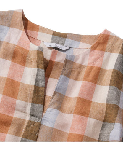 L.L.Bean | Women's Signature Linen-Blend Splitneck Shirt, Short-Sleeve