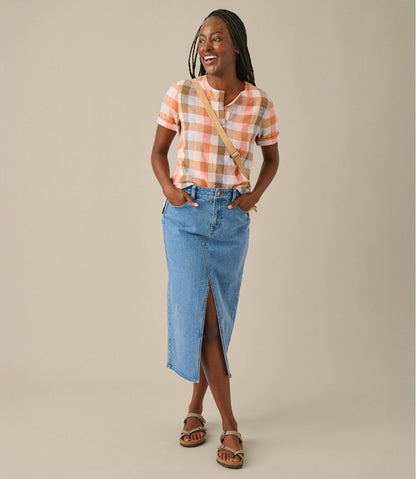 L.L.Bean | Women's Signature Linen-Blend Splitneck Shirt, Short-Sleeve