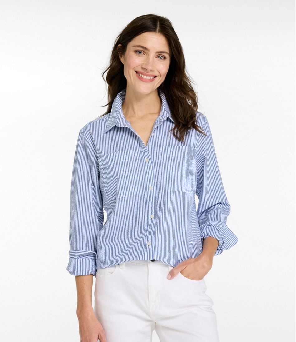L.L.Bean | Women's Vacationland Seersucker Shirt, Long-Sleeve