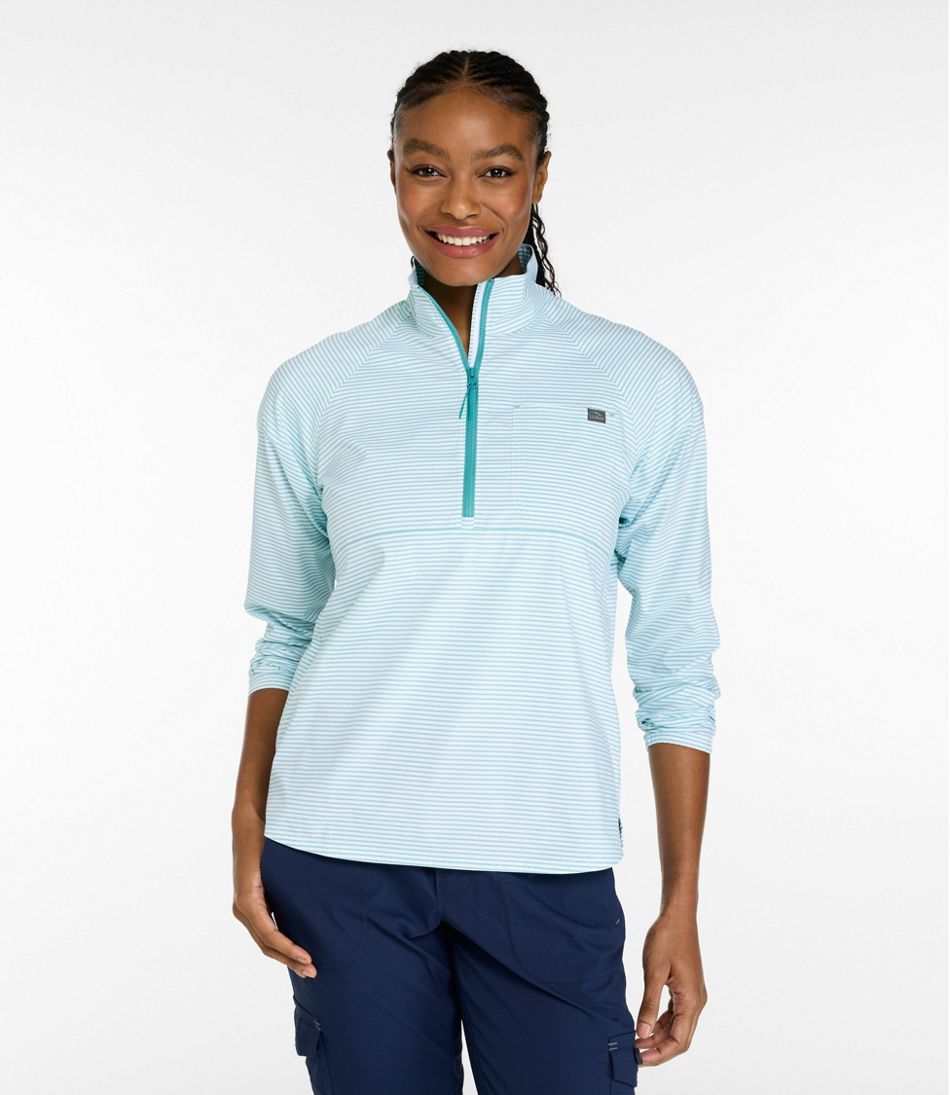 L.L.Bean | Women's Everyday SunSmart® Woven Shirt, Quarter-Zip Pullover Colorblock