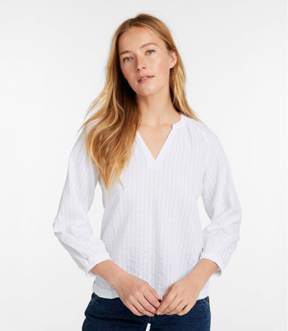 L.L.Bean | Women's Bean's Seacoast Seersucker Splitneck Shirt