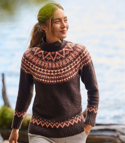 L.L.Bean | Women's Cotton Ragg Sweater, Funnelneck Pullover Fair Isle