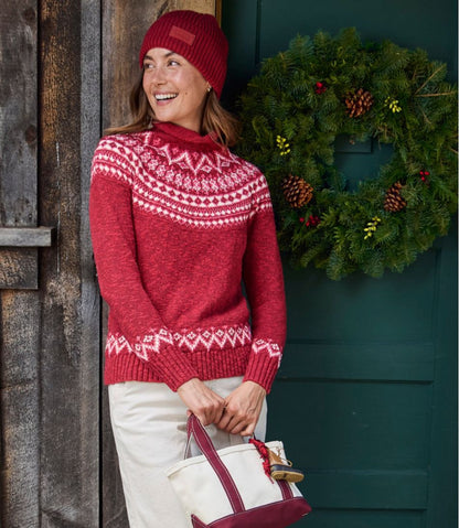L.L.Bean | Women's Cotton Ragg Sweater, Funnelneck Pullover Fair Isle