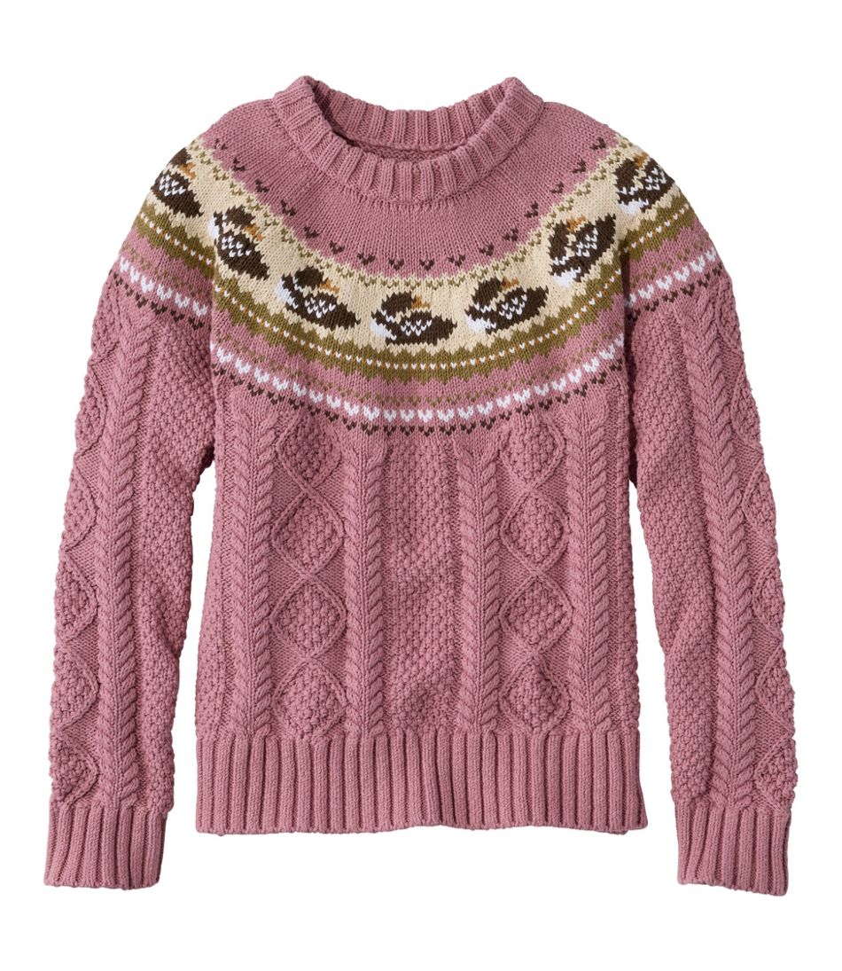 L.L.Bean | Women's Signature Cotton Fisherman Sweater, Crewneck Novelty
