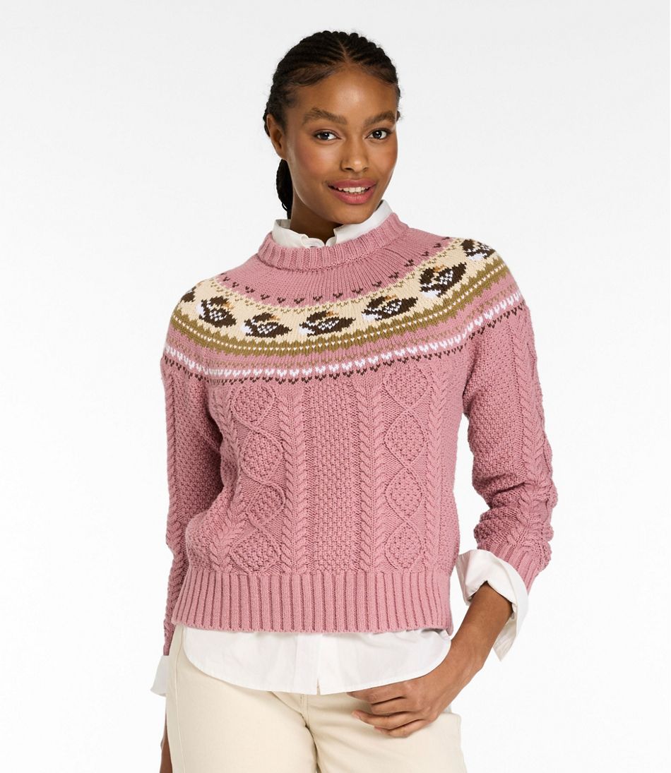 L.L.Bean | Women's Signature Cotton Fisherman Sweater, Crewneck Novelty