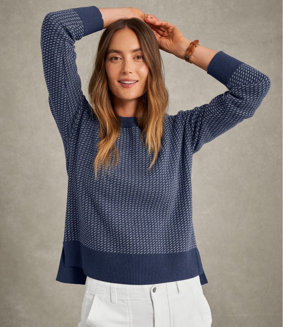 L.L.Bean | Women's Wicked Soft Cotton/Cashmere Crewneck Sweater, Pattern