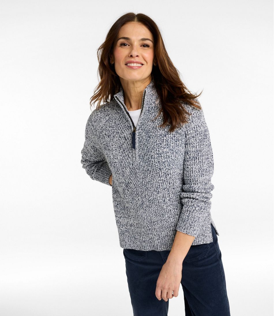 L.L.Bean | Women's Mariner Shaker Sweater, Quarter-Zip