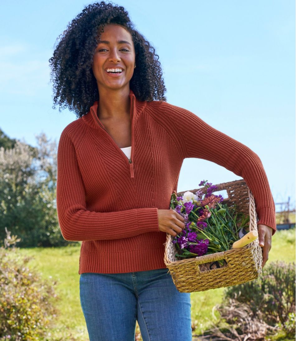 L.L.Bean | Women's Mariner Shaker Sweater, Quarter-Zip