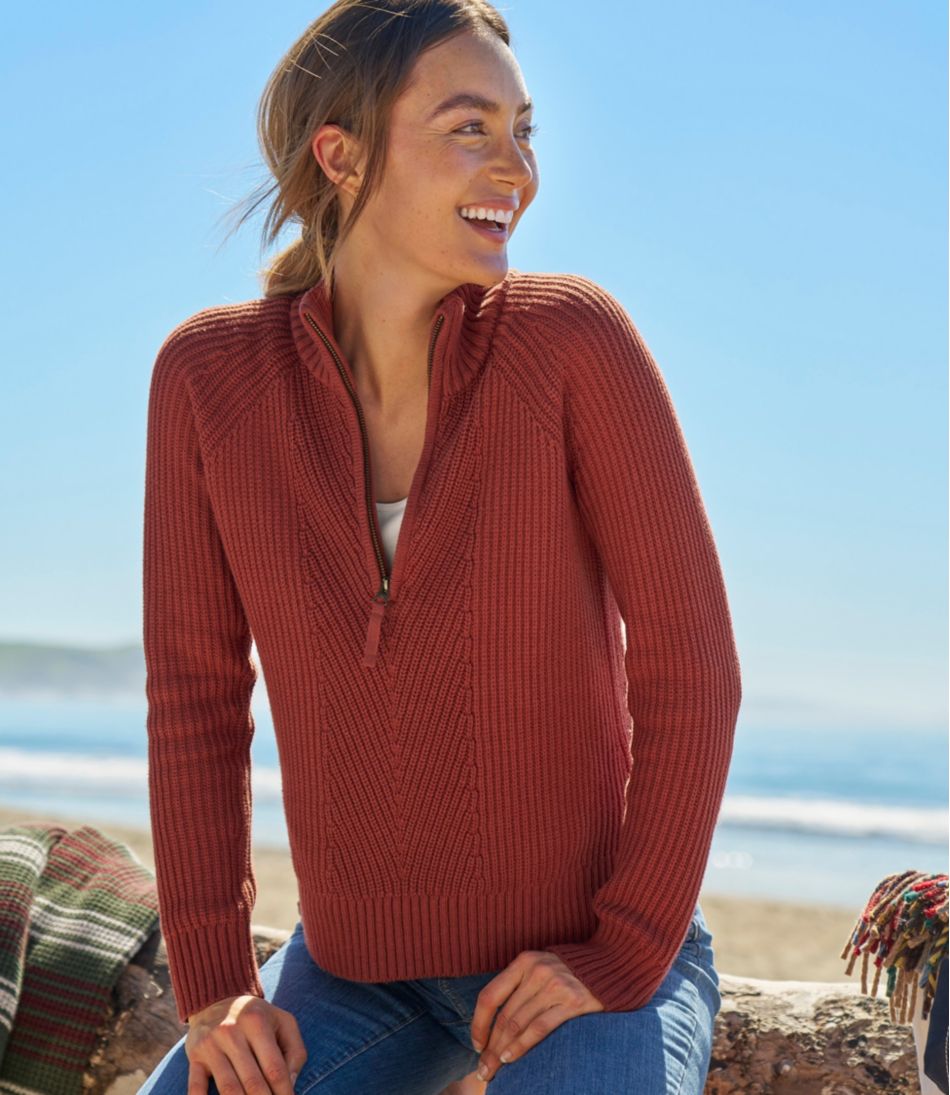 L.L.Bean | Women's Mariner Shaker Sweater, Quarter-Zip