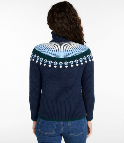 L.L.Bean | Women's SuperSoft Waffle Sweater, Turtleneck Fair Isle