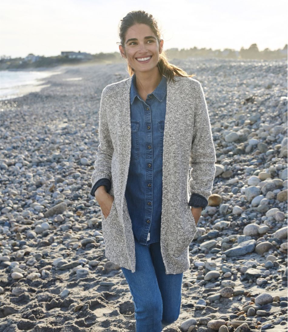 L.L.Bean | Women's Cotton Ragg Sweater, Open Cardigan