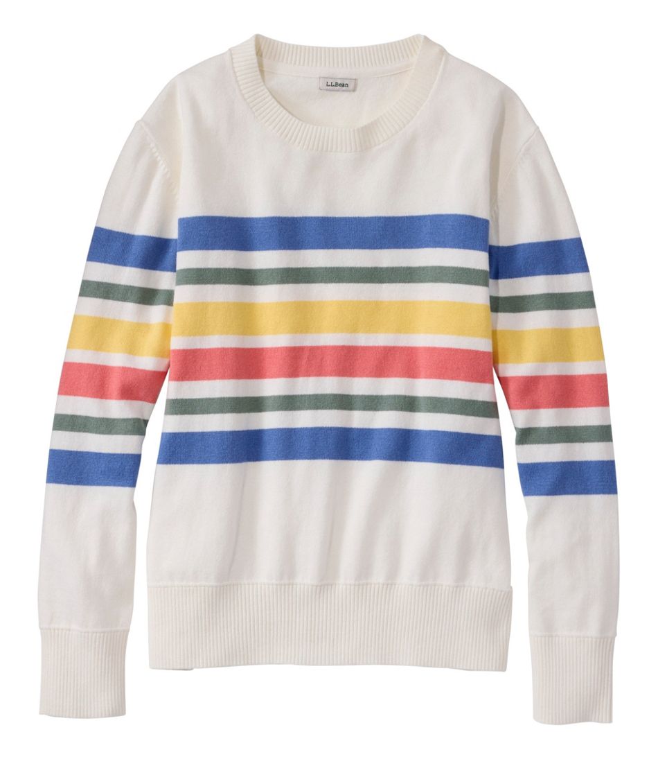 L.L.Bean | Women's Cotton/Cashmere Sweater, Crewneck Stripe