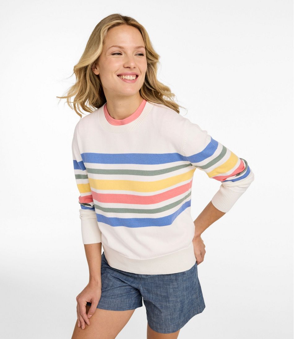 L.L.Bean | Women's Cotton/Cashmere Sweater, Crewneck Stripe