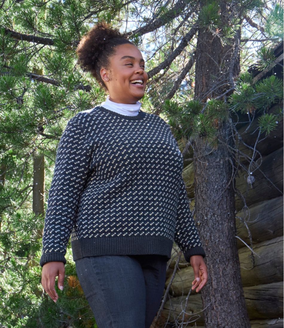 L.L.Bean | Women's Bean's Classic Ragg Wool Sweater, Crewneck Bird's-Eye
