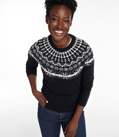 L.L.Bean | Women's Classic Cashmere Sweater, Crewneck Fair Isle