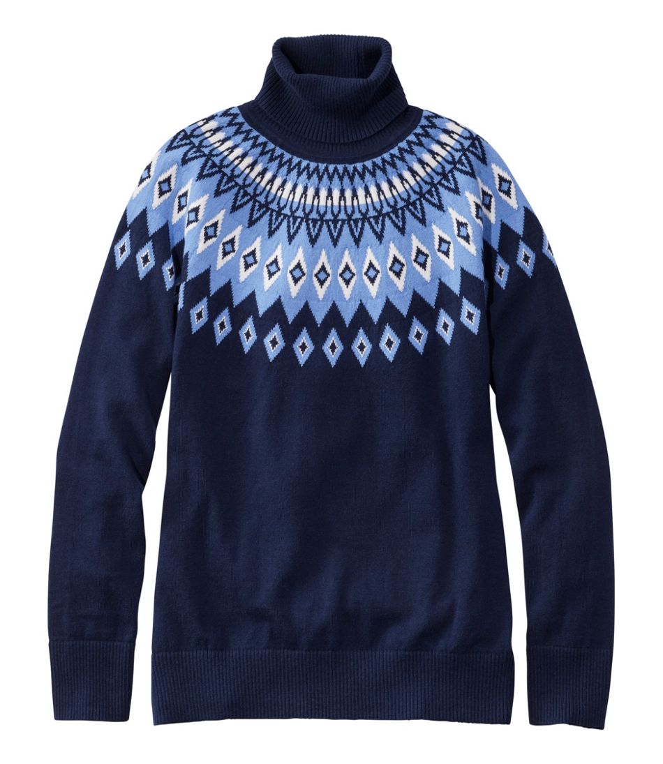 L.L.Bean | Women's Cotton/Cashmere Sweater, Turtleneck Fair Isle