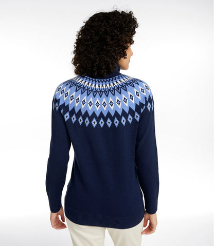 L.L.Bean | Women's Cotton/Cashmere Sweater, Turtleneck Fair Isle