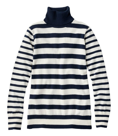 L.L.Bean | Women's Cotton/Cashmere Sweater, Turtleneck Stripe