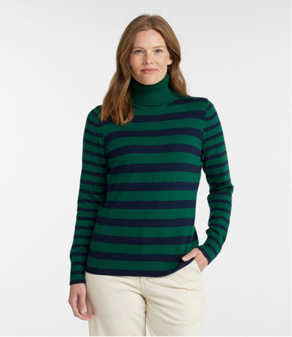 L.L.Bean | Women's Cotton/Cashmere Sweater, Turtleneck Stripe