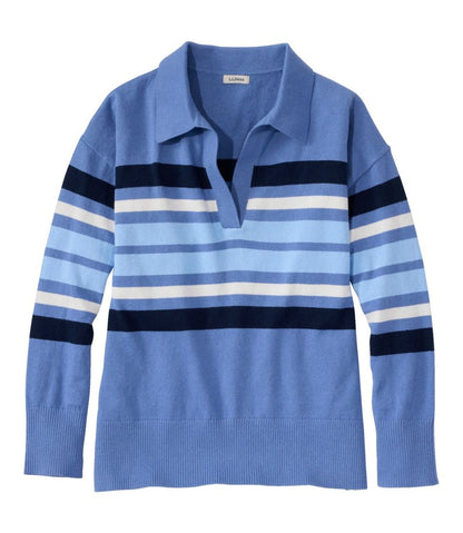 L.L.Bean | Women's Cotton/Cashmere Sweater, Polo Stripe