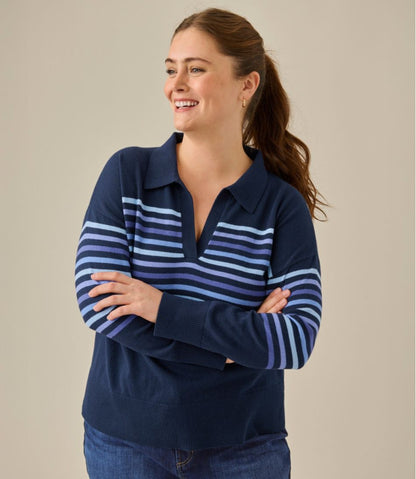 L.L.Bean | Women's Cotton/Cashmere Sweater, Polo Stripe