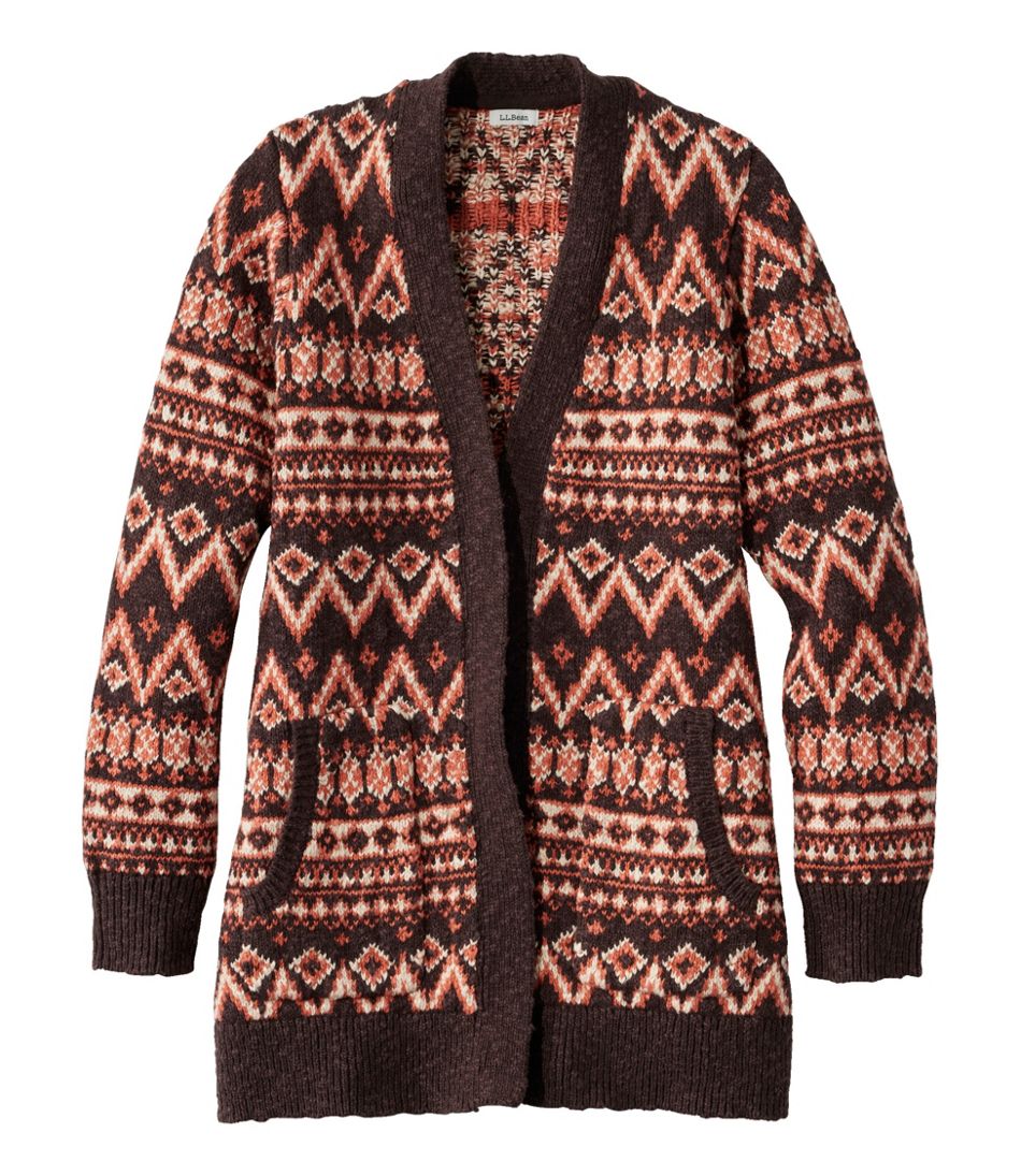 L.L.Bean | Women's Cotton Ragg Sweater, Open Cardigan Fair Isle