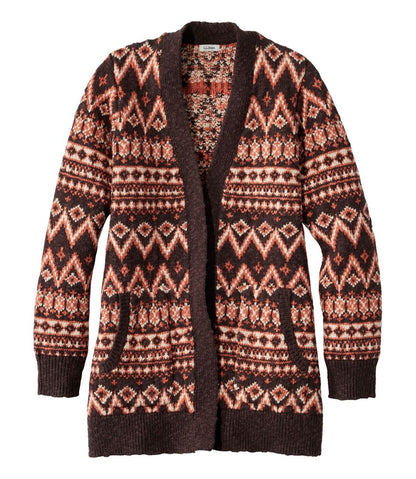 L.L.Bean | Women's Cotton Ragg Sweater, Open Cardigan Fair Isle