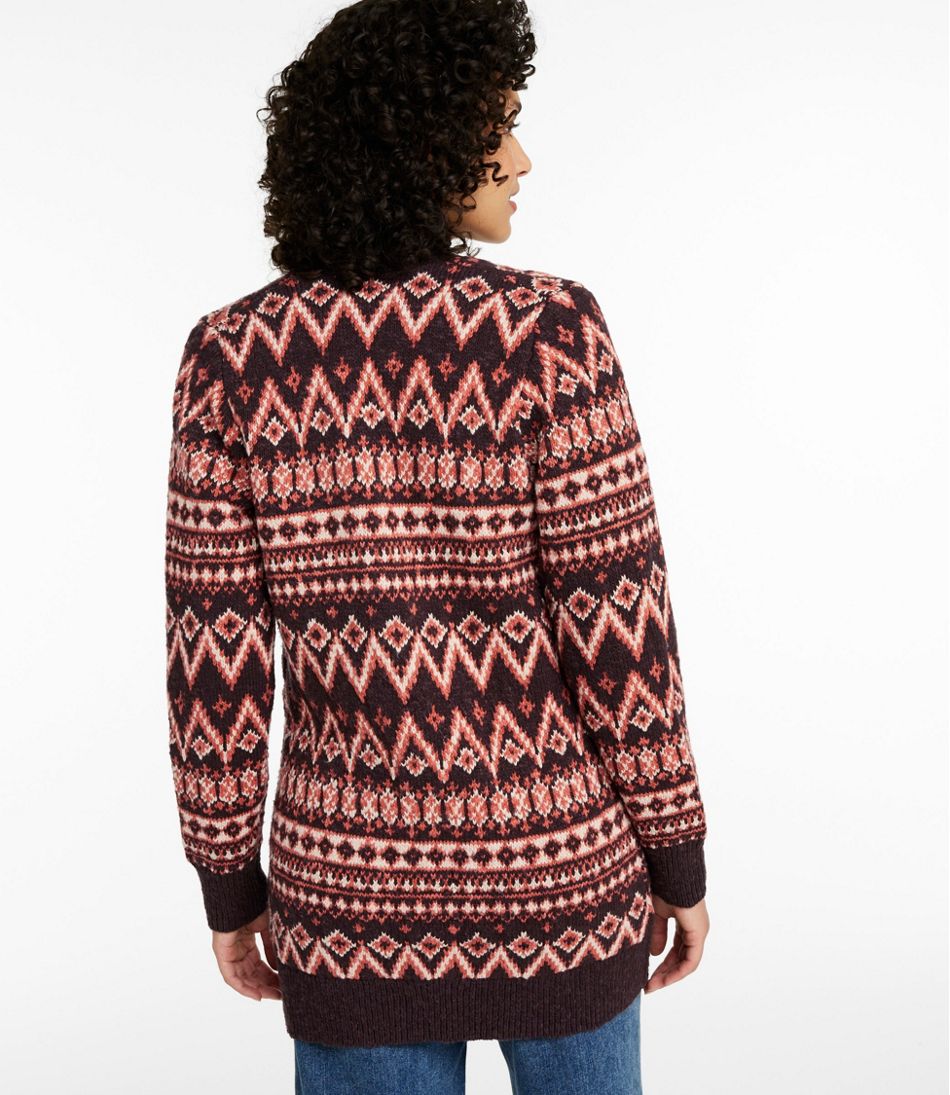 L.L.Bean | Women's Cotton Ragg Sweater, Open Cardigan Fair Isle