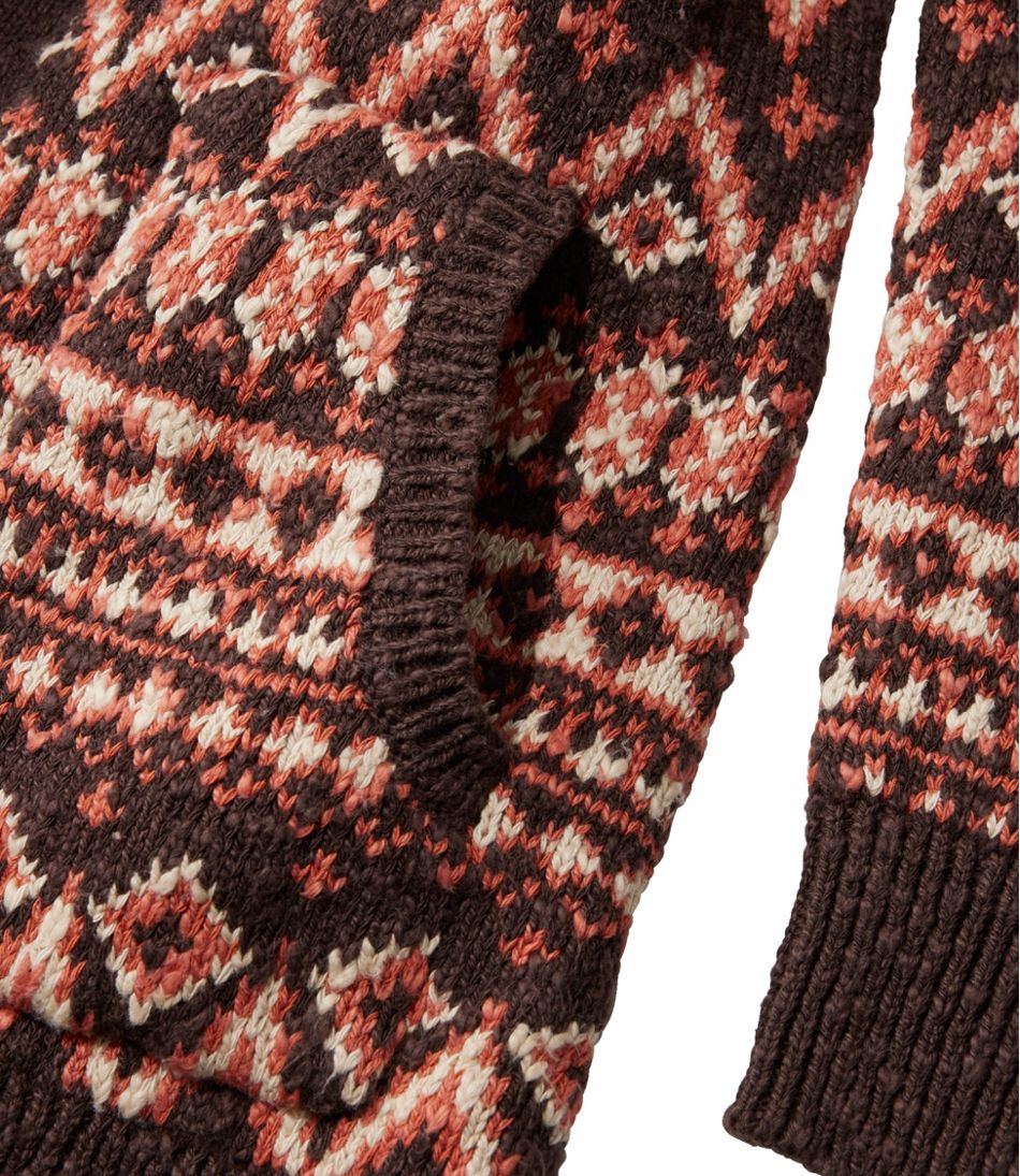 L.L.Bean | Women's Cotton Ragg Sweater, Open Cardigan Fair Isle