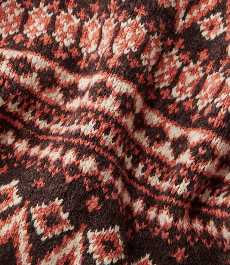 L.L.Bean | Women's Cotton Ragg Sweater, Open Cardigan Fair Isle